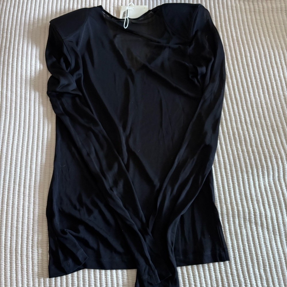 Toteme NWT Black Sheer V-Neck Women's Top M - Picture 3 of 6